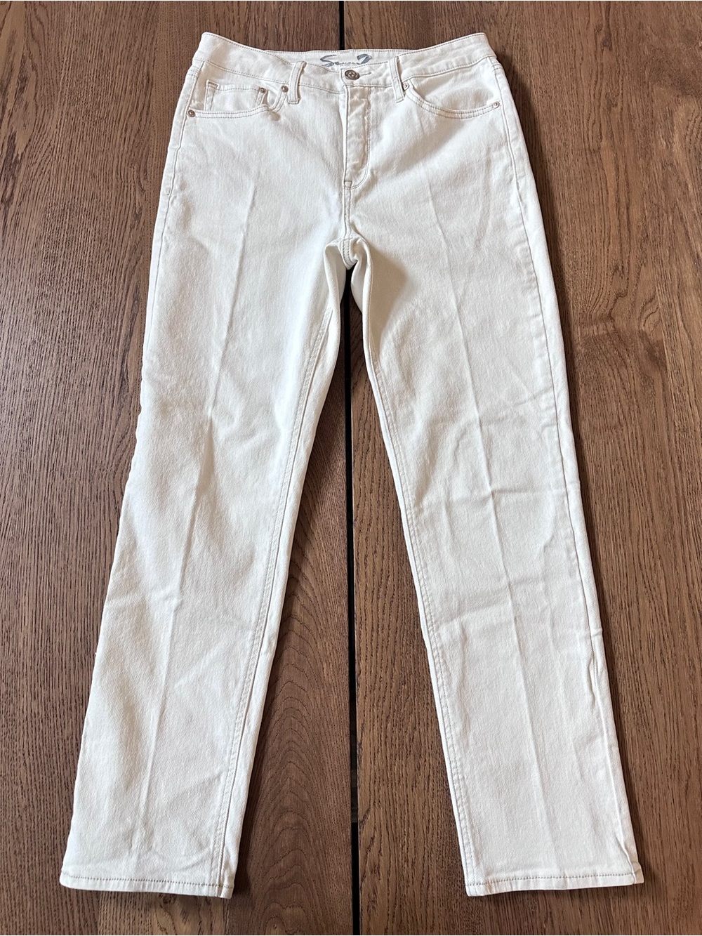 Seven7 Off-White Slim Straight Denim Jeans Size 8